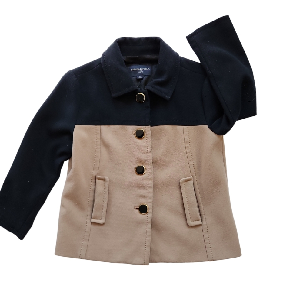 Banana Republic Women's Button-Up Lined Color Block Blazer/Jacket Black/Tan PXS